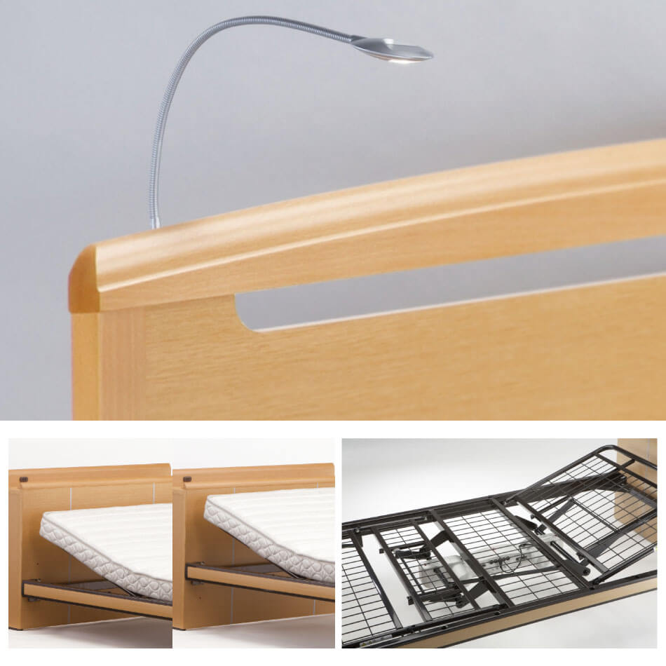 オプションで2段階の調光が可能なLEDライトを取り付け可能。モーターは世界的に信頼性の高い、ドイツ・デバート社製モーターを使用しています。