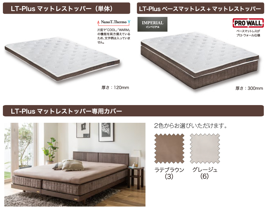 マットレストッパー単体のほか、ベースマットレス+マットレストッパーのセットもご用意。