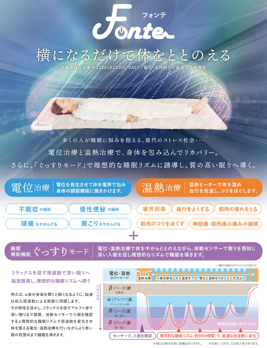 電位・温熱組合せ家庭用医療機器「フォンテ」新発売!会場でお試しいただけます。