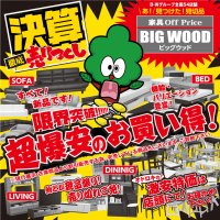 ビッグウッド大阪各店では赤字覚悟の決算売り尽くしセール開催中！