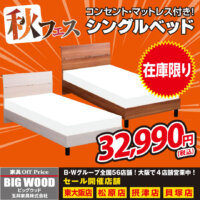 コンセント・マットレス付きシングルベッドが激安！