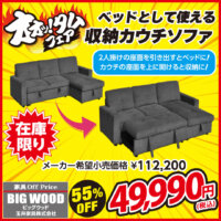 ベッドにもなる収納カウチソファが激安！