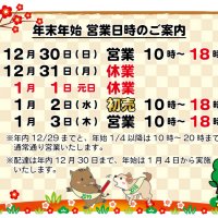 ２０１８年～２０１９年　年末年始の営業日時のご案内